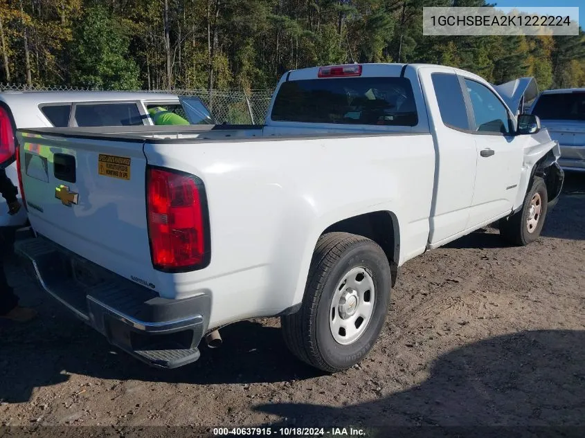 2019 Chevrolet Colorado Wt VIN: 1GCHSBEA2K1222224 Lot: 40637915