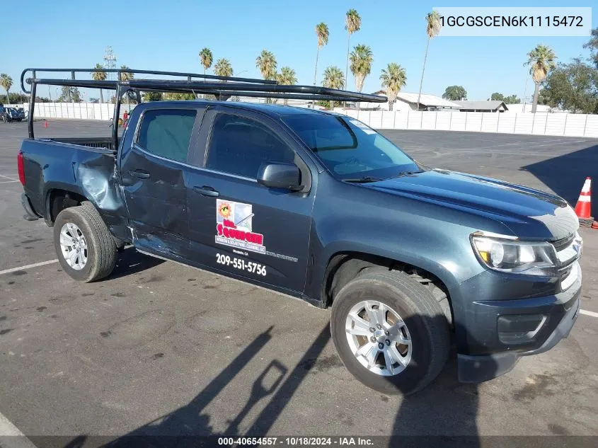 2019 Chevrolet Colorado Lt VIN: 1GCGSCEN6K1115472 Lot: 40654557