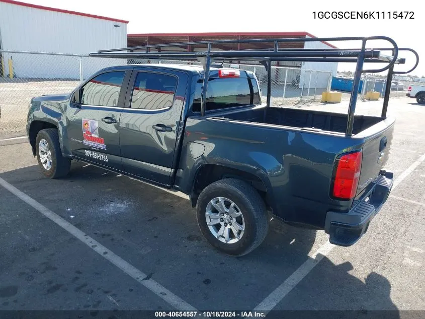 2019 Chevrolet Colorado Lt VIN: 1GCGSCEN6K1115472 Lot: 40654557