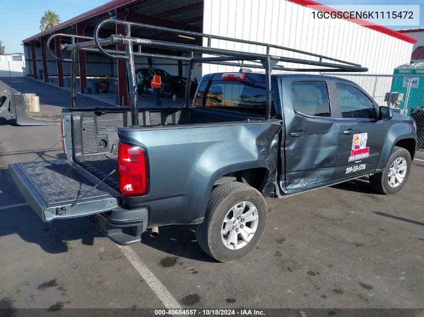 2019 Chevrolet Colorado Lt VIN: 1GCGSCEN6K1115472 Lot: 40654557