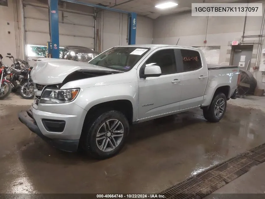 2019 Chevrolet Colorado Wt VIN: 1GCGTBEN7K1137097 Lot: 40664748