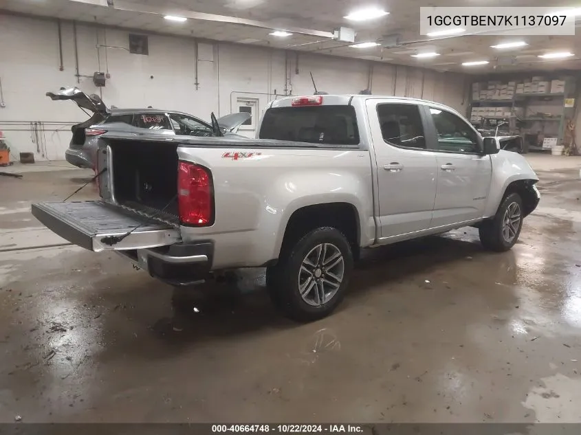 2019 Chevrolet Colorado Wt VIN: 1GCGTBEN7K1137097 Lot: 40664748