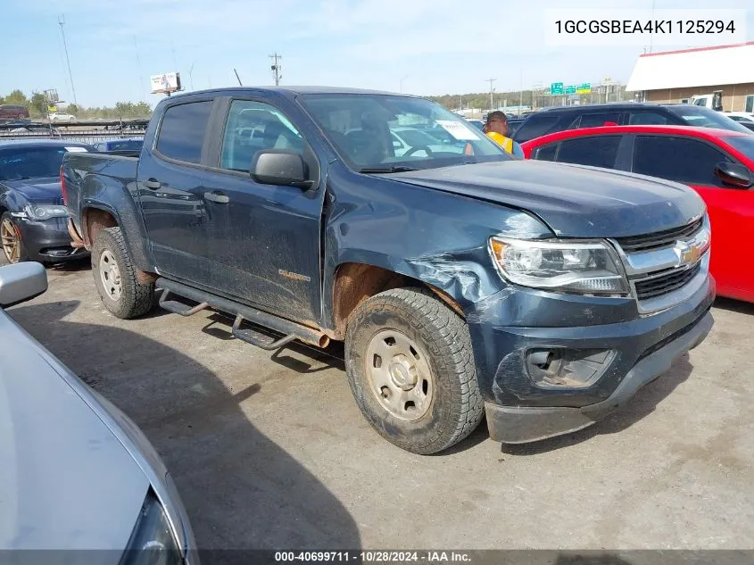 2019 Chevrolet Colorado Wt VIN: 1GCGSBEA4K1125294 Lot: 40699711