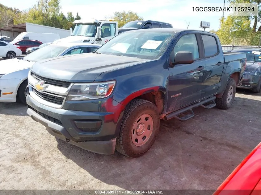 2019 Chevrolet Colorado Wt VIN: 1GCGSBEA4K1125294 Lot: 40699711