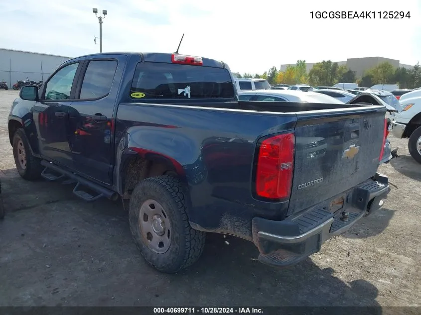 2019 Chevrolet Colorado Wt VIN: 1GCGSBEA4K1125294 Lot: 40699711