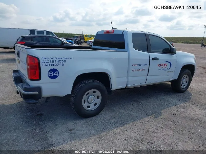 2019 Chevrolet Colorado Wt VIN: 1GCHSBEA9K1120645 Lot: 40714731