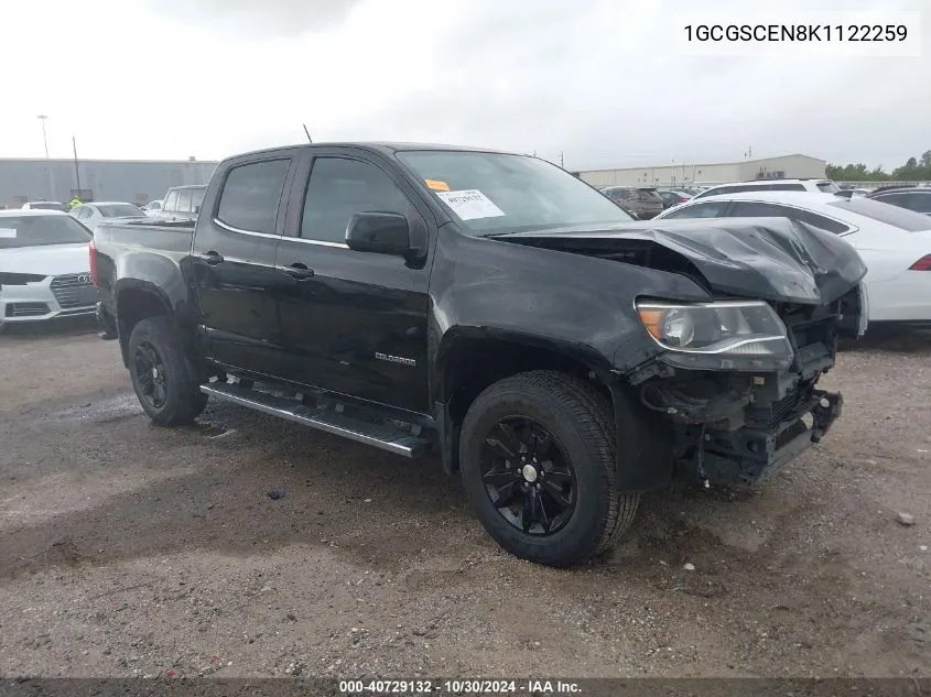 2019 Chevrolet Colorado Lt VIN: 1GCGSCEN8K1122259 Lot: 40729132