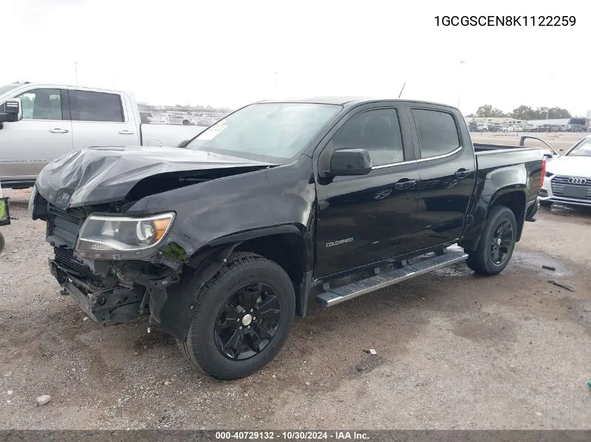 2019 Chevrolet Colorado Lt VIN: 1GCGSCEN8K1122259 Lot: 40729132