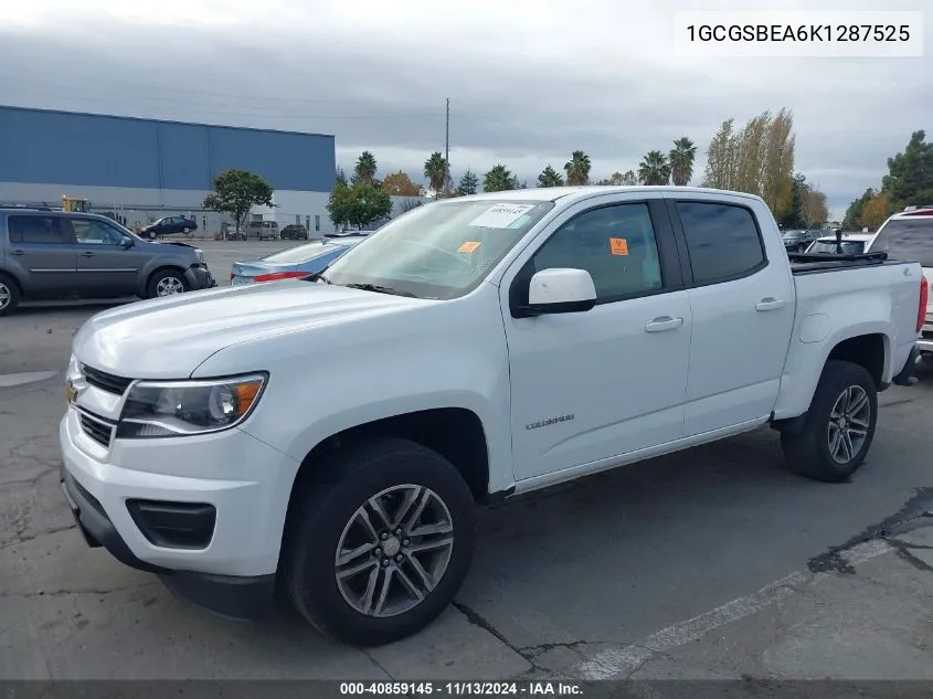 2019 Chevrolet Colorado Wt VIN: 1GCGSBEA6K1287525 Lot: 40859145