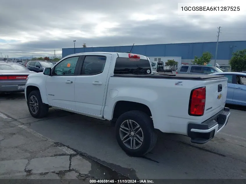 2019 Chevrolet Colorado Wt VIN: 1GCGSBEA6K1287525 Lot: 40859145