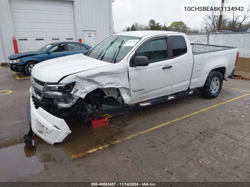 2019 Chevrolet Colorado Wt VIN: 1GCHSBEA8K1134942 Lot: 40863487