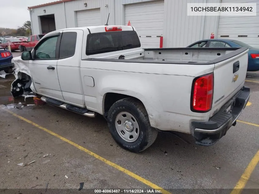 2019 Chevrolet Colorado Wt VIN: 1GCHSBEA8K1134942 Lot: 40863487