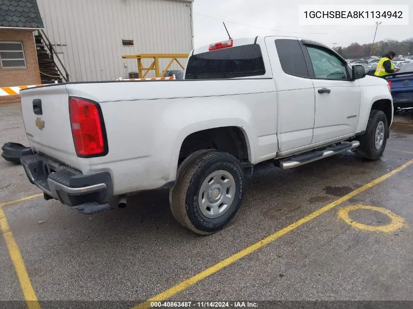 2019 Chevrolet Colorado Wt VIN: 1GCHSBEA8K1134942 Lot: 40863487