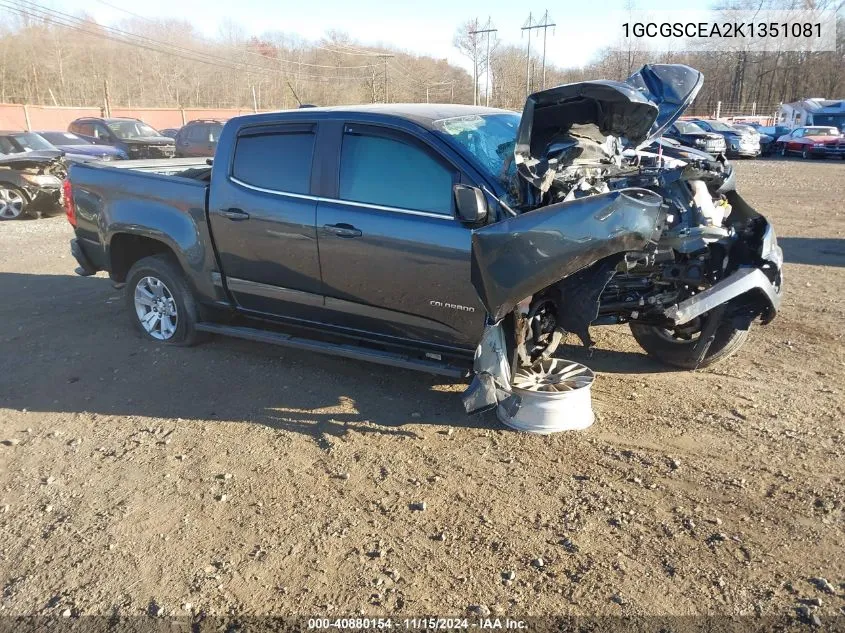 2019 Chevrolet Colorado Lt VIN: 1GCGSCEA2K1351081 Lot: 40880154