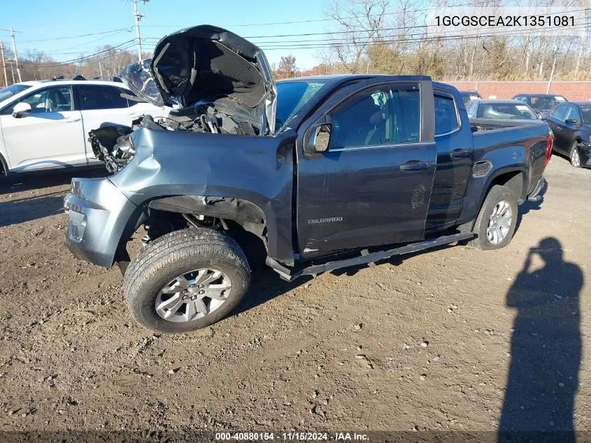 2019 Chevrolet Colorado Lt VIN: 1GCGSCEA2K1351081 Lot: 40880154