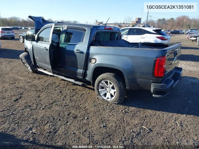 2019 Chevrolet Colorado Lt VIN: 1GCGSCEA2K1351081 Lot: 40880154