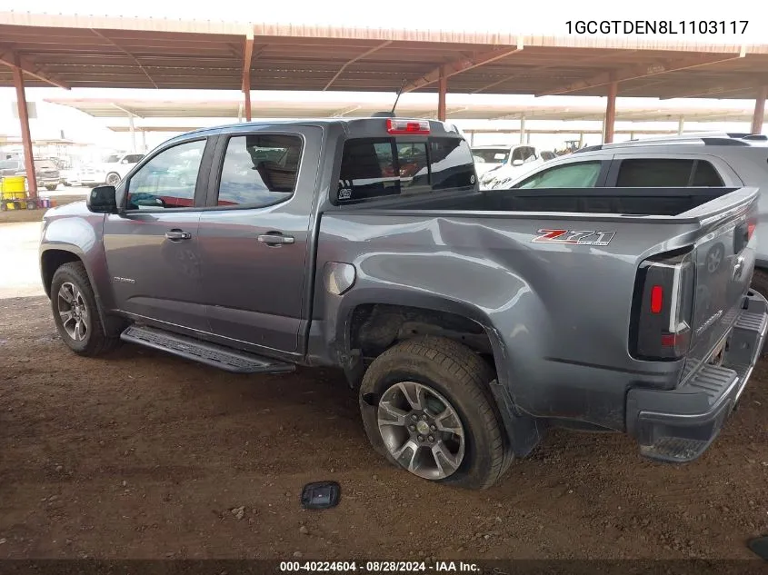 2020 Chevrolet Colorado 4Wd Short Box Z71 VIN: 1GCGTDEN8L1103117 Lot: 40224604