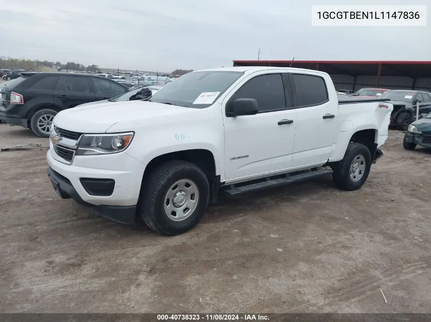 2020 Chevrolet Colorado 4Wd Short Box Wt VIN: 1GCGTBEN1L1147836 Lot: 40738323