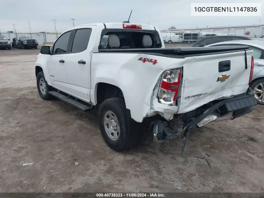 2020 Chevrolet Colorado 4Wd Short Box Wt VIN: 1GCGTBEN1L1147836 Lot: 40738323