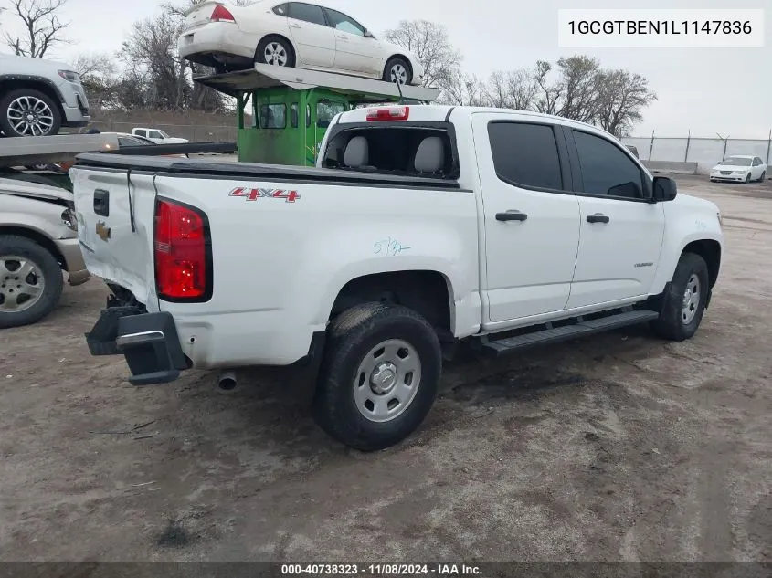 2020 Chevrolet Colorado 4Wd Short Box Wt VIN: 1GCGTBEN1L1147836 Lot: 40738323