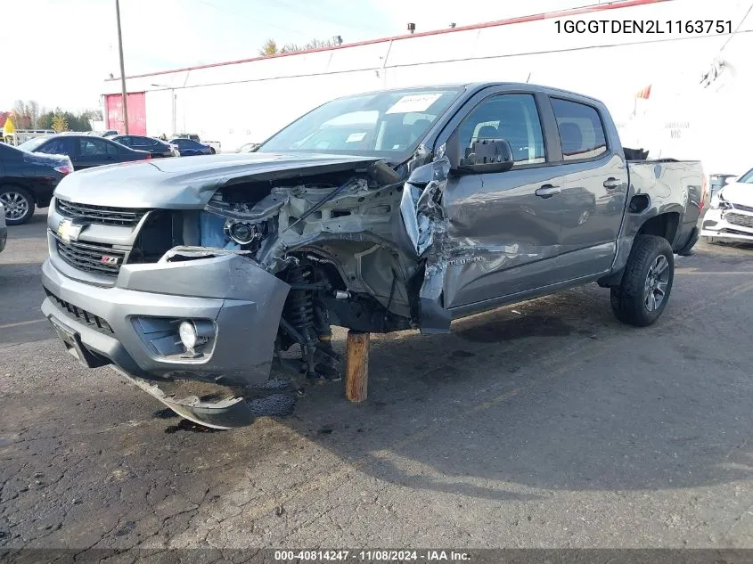 2020 Chevrolet Colorado 4Wd Short Box Z71 VIN: 1GCGTDEN2L1163751 Lot: 40814247