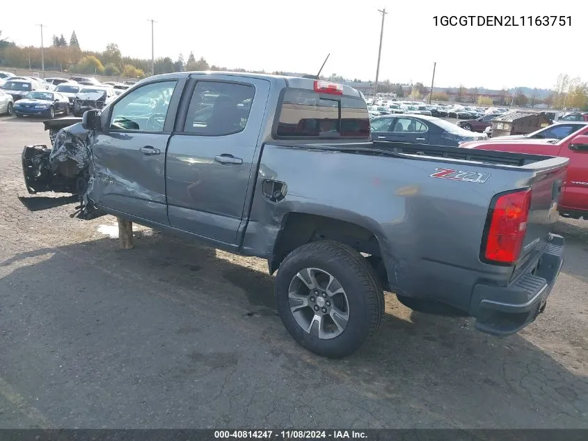 2020 Chevrolet Colorado 4Wd Short Box Z71 VIN: 1GCGTDEN2L1163751 Lot: 40814247