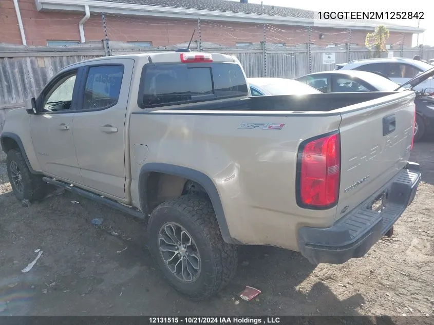 2021 Chevrolet Colorado Zr2 VIN: 1GCGTEEN2M1252842 Lot: 12131515