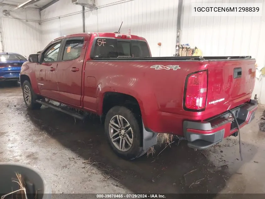 2021 Chevrolet Colorado 4Wd Long Box Lt VIN: 1GCGTCEN6M1298839 Lot: 39870465