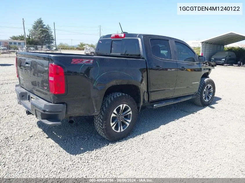 2021 Chevrolet Colorado 4Wd Short Box Z71 VIN: 1GCGTDEN4M1240122 Lot: 40049756