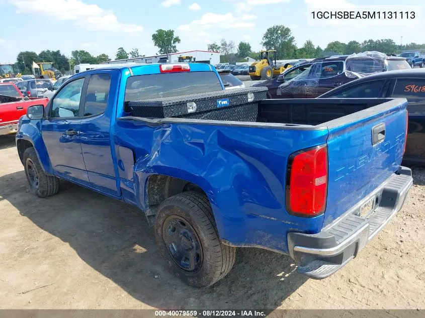 2021 Chevrolet Colorado 2Wd Long Box Wt VIN: 1GCHSBEA5M1131113 Lot: 40079559