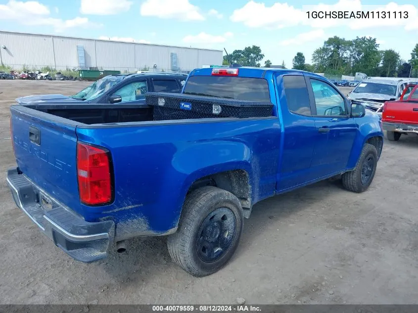 2021 Chevrolet Colorado 2Wd Long Box Wt VIN: 1GCHSBEA5M1131113 Lot: 40079559