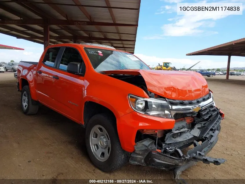 1GCGSBEN2M1174838 2021 Chevrolet Colorado 2Wd Short Box Wt