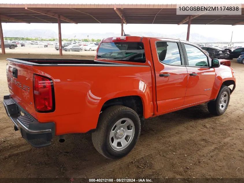 2021 Chevrolet Colorado 2Wd Short Box Wt VIN: 1GCGSBEN2M1174838 Lot: 40212188