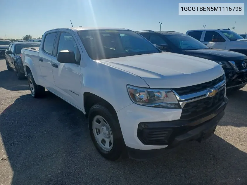 2021 Chevrolet Colorado 4Wd Long Box Wt VIN: 1GCGTBEN5M1116798 Lot: 40589070