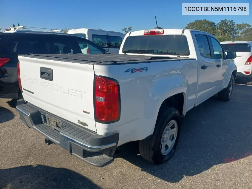 2021 Chevrolet Colorado 4Wd Long Box Wt VIN: 1GCGTBEN5M1116798 Lot: 40589070