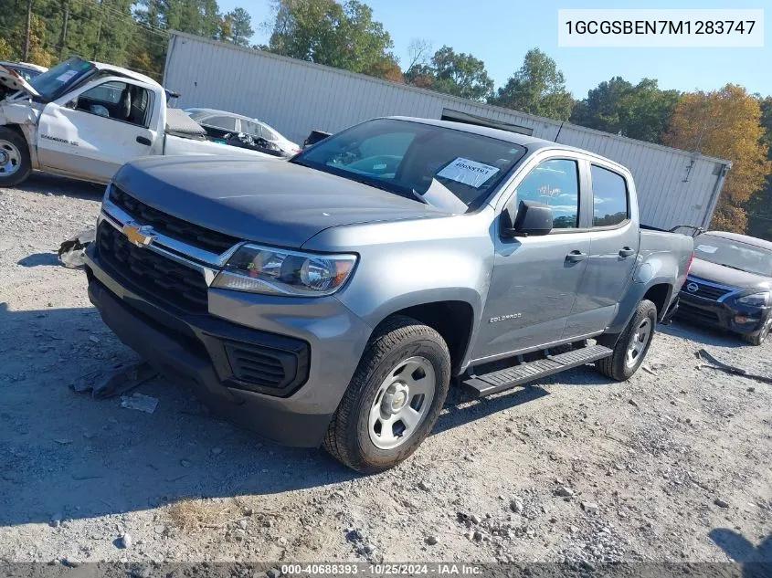 2021 Chevrolet Colorado 2Wd Short Box Wt VIN: 1GCGSBEN7M1283747 Lot: 40688393