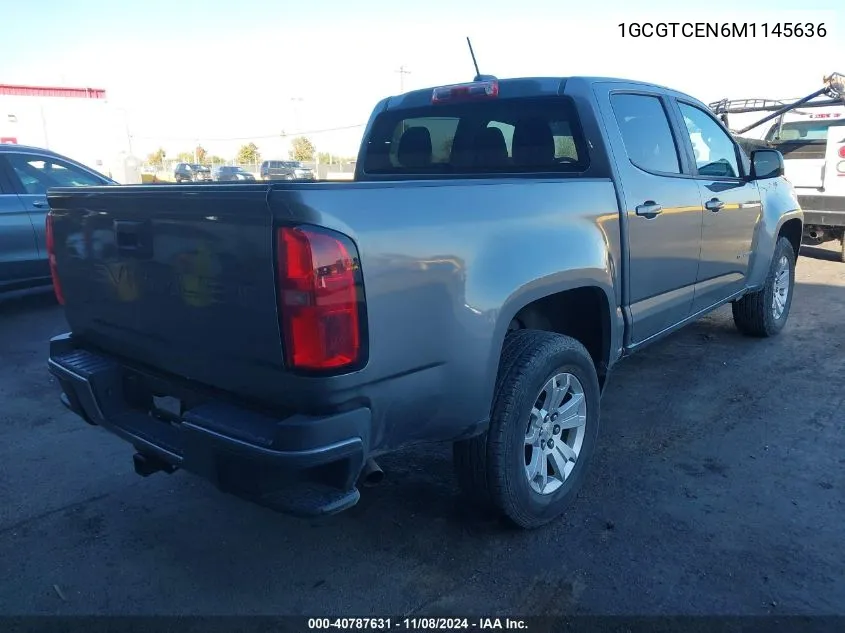 2021 Chevrolet Colorado 4Wd Short Box Lt VIN: 1GCGTCEN6M1145636 Lot: 40787631