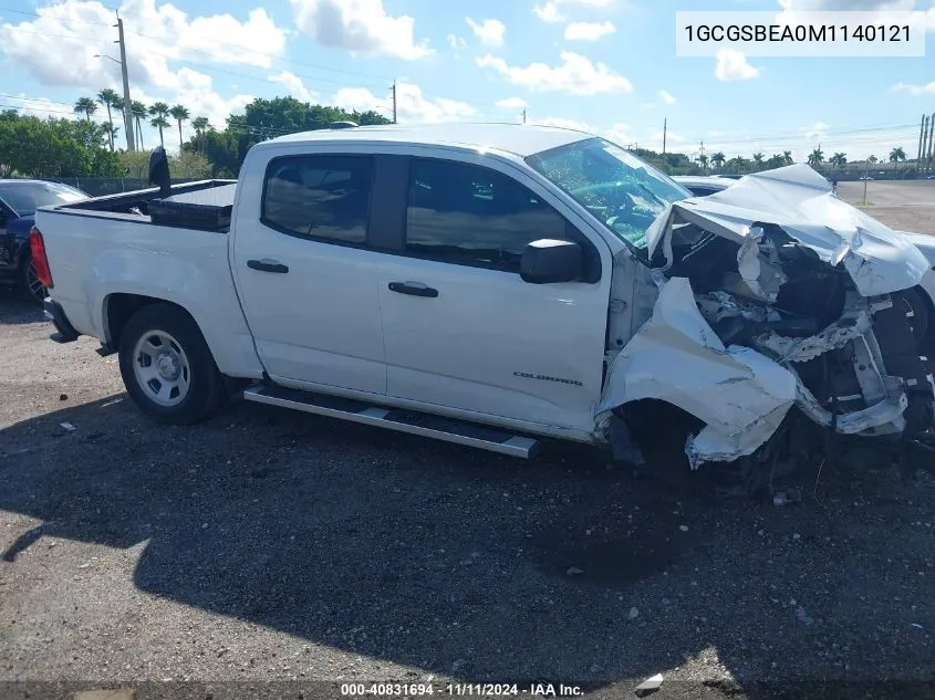 2021 Chevrolet Colorado 2Wd Short Box Wt VIN: 1GCGSBEA0M1140121 Lot: 40831694