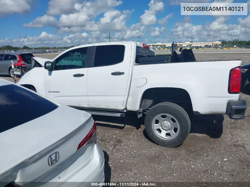 2021 Chevrolet Colorado 2Wd Short Box Wt VIN: 1GCGSBEA0M1140121 Lot: 40831694