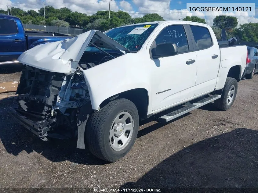 2021 Chevrolet Colorado 2Wd Short Box Wt VIN: 1GCGSBEA0M1140121 Lot: 40831694