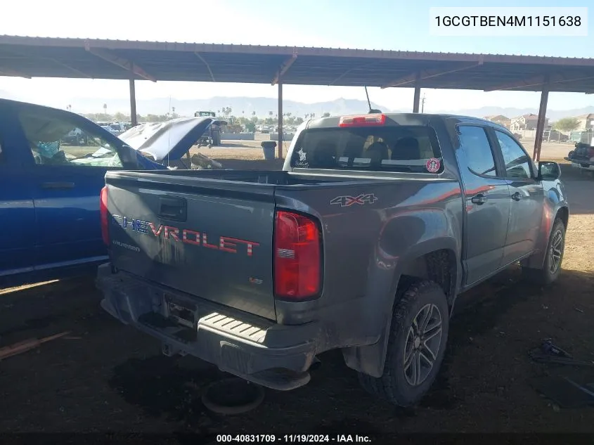 2021 Chevrolet Colorado 4Wd Short Box Wt VIN: 1GCGTBEN4M1151638 Lot: 40831709