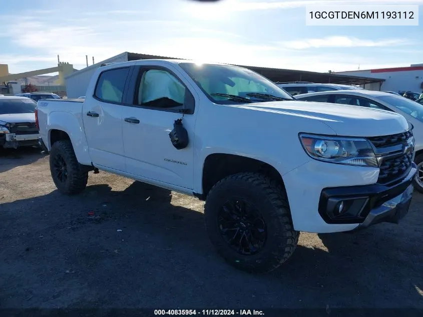 2021 Chevrolet Colorado 4Wd Short Box Z71 VIN: 1GCGTDEN6M1193112 Lot: 40835954