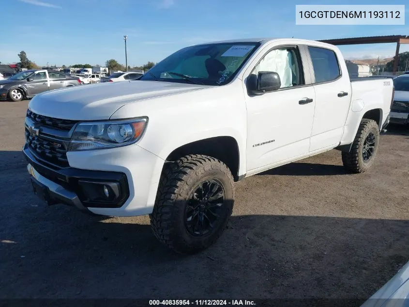 2021 Chevrolet Colorado 4Wd Short Box Z71 VIN: 1GCGTDEN6M1193112 Lot: 40835954