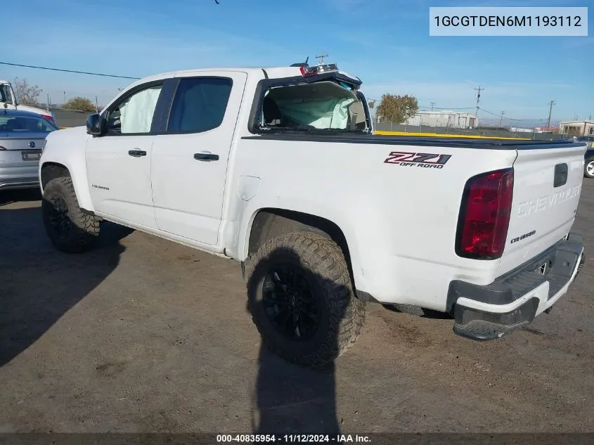 2021 Chevrolet Colorado 4Wd Short Box Z71 VIN: 1GCGTDEN6M1193112 Lot: 40835954