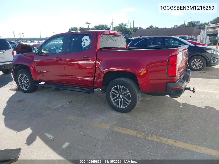 2021 Chevrolet Colorado 2Wd Short Box Wt VIN: 1GCGSBEN3M1216269 Lot: 40869635