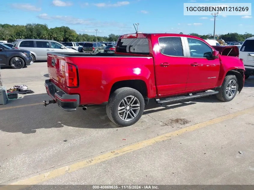 2021 Chevrolet Colorado 2Wd Short Box Wt VIN: 1GCGSBEN3M1216269 Lot: 40869635