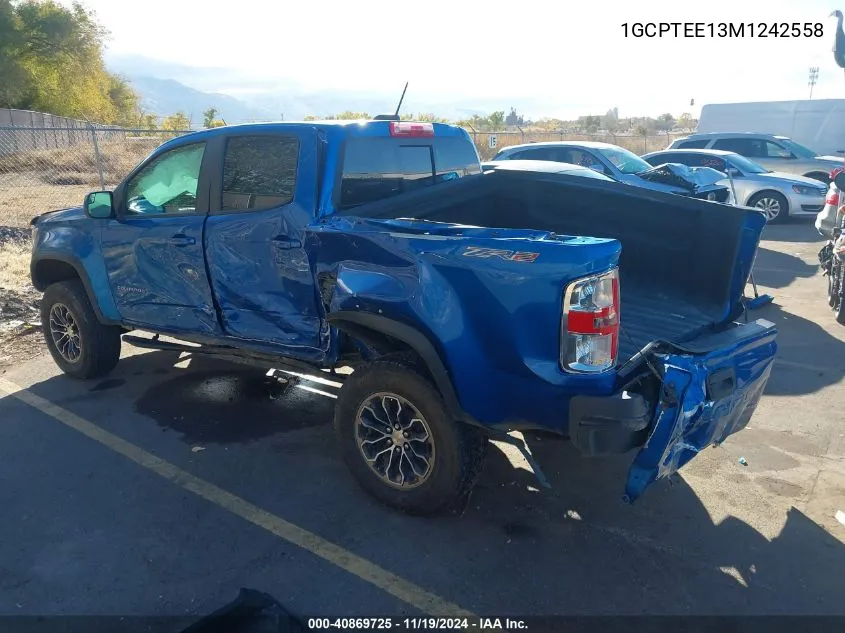 2021 Chevrolet Colorado 4Wd Short Box Zr2 VIN: 1GCPTEE13M1242558 Lot: 40869725