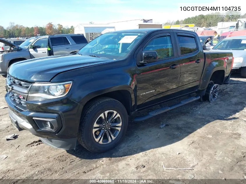 2021 Chevrolet Colorado 4Wd Short Box Z71 VIN: 1GCGTDEN4M1104735 Lot: 40869860