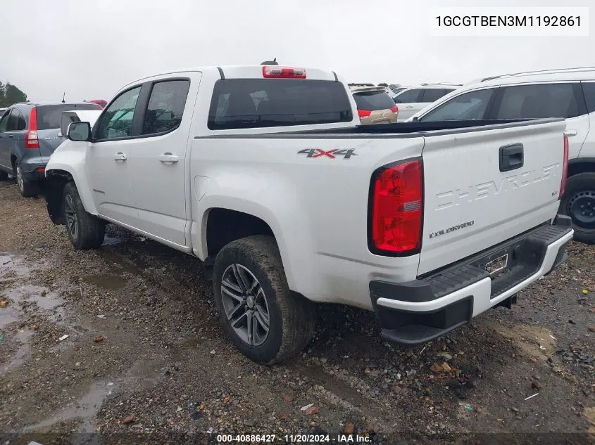 2021 Chevrolet Colorado 4Wd Short Box Wt VIN: 1GCGTBEN3M1192861 Lot: 40886427