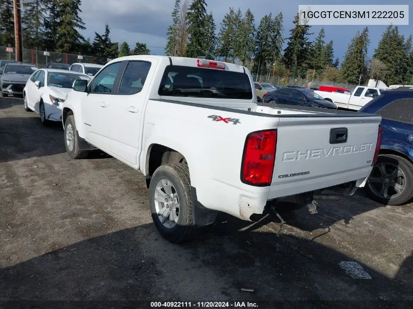 2021 Chevrolet Colorado 4Wd Long Box Lt/4Wd Short Box Lt VIN: 1GCGTCEN3M1222205 Lot: 40922111